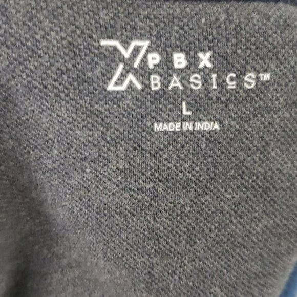 PBX‎ Basics Men's Blue & Tan Striped Polo Shirt Size Large - Picture 2 of 7